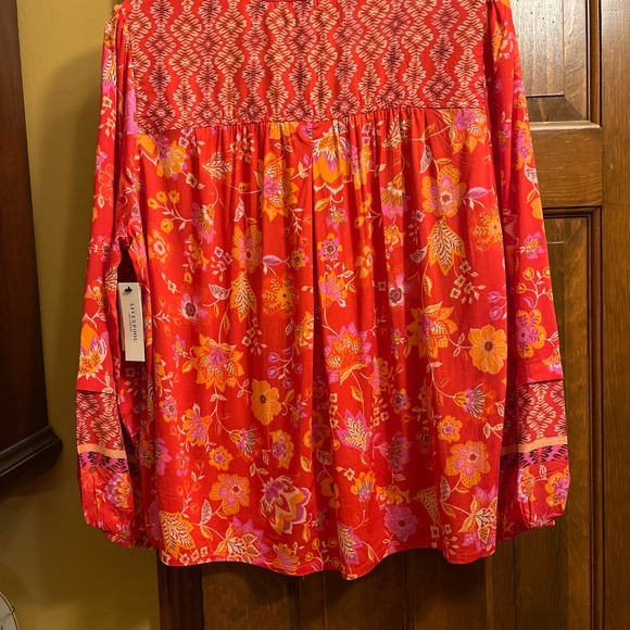 NWT Liverpool Los Angeles Red/Orange Print Top.  Sz. Lg. - Picture 6 of 16